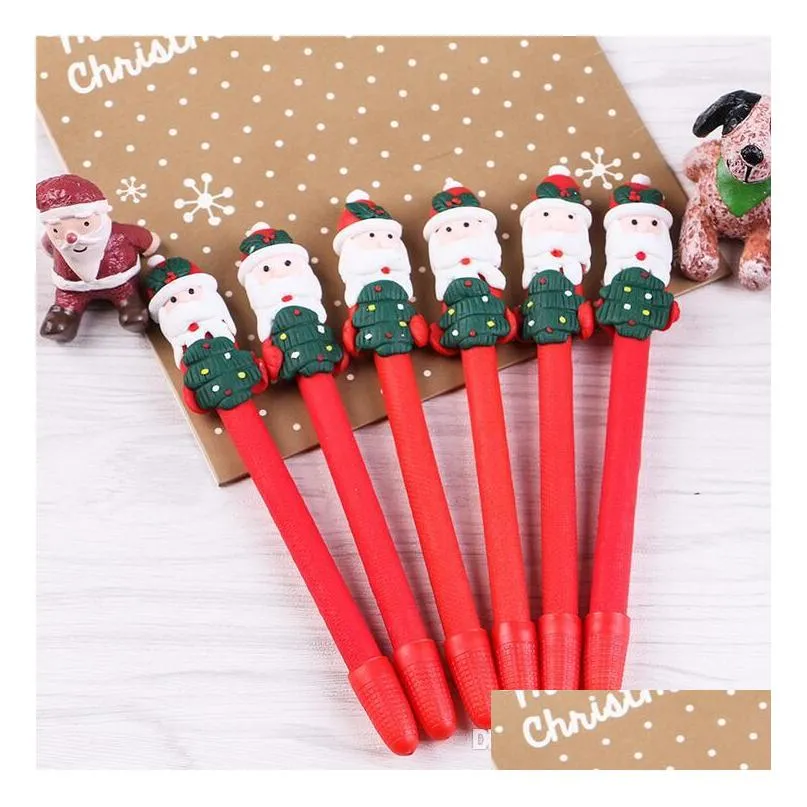 cute christmas snowman ceramic ball pen crutches cartoon christmas santa claus ballpoint office school stationery