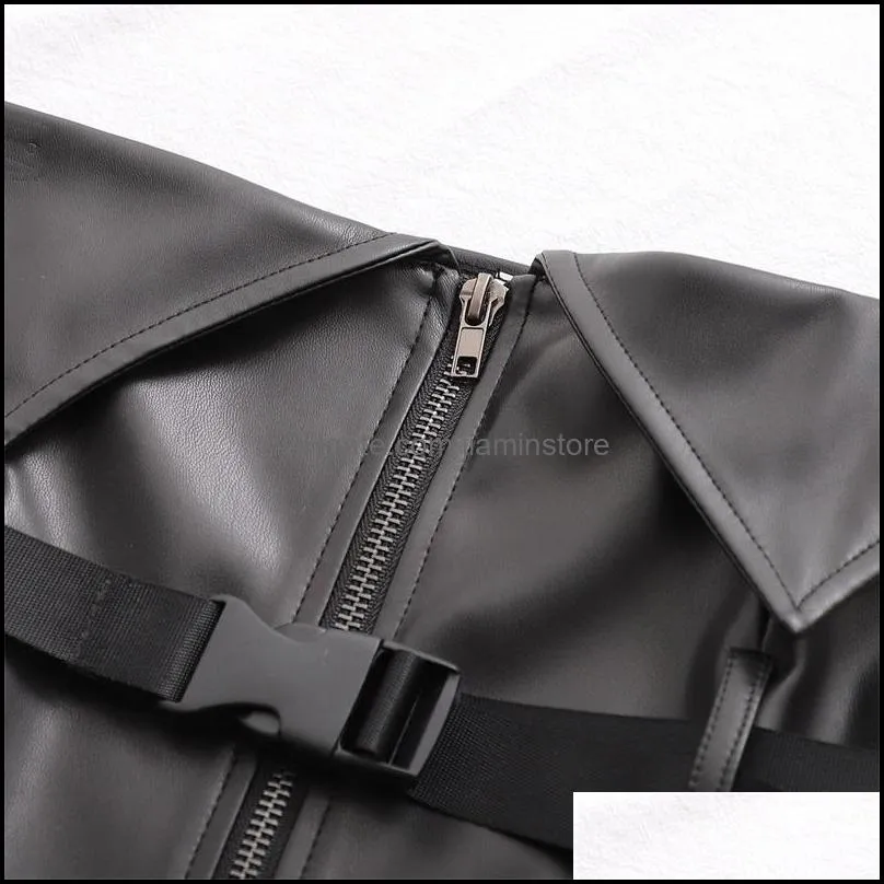 black pu leather belt buckle corset women spring fashion slim streetwear elegant ladies corsets