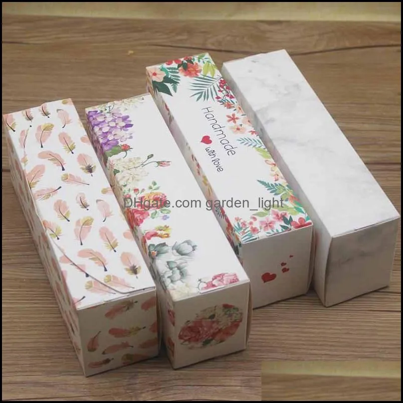 rectagnle gift packaging box marble pattern present accessory packing container white kraft wedding party tea leaf boxes