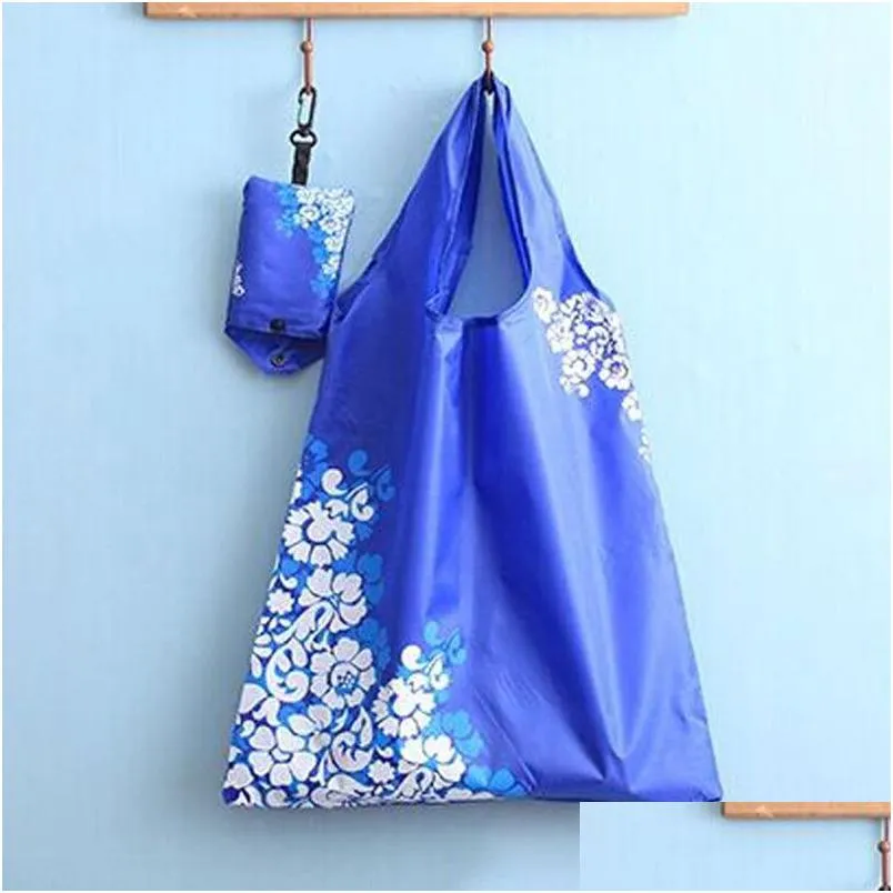 foldable shopping bag chinese style reusable ecofriendly groceries bags durable handbag home folding storage bags pouch tote wdh1044