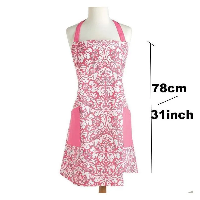 flower print cooking kitchen apron adult dinner party baking apron bbq cotton apron for woman men home kitchen tools aprons wvt0787