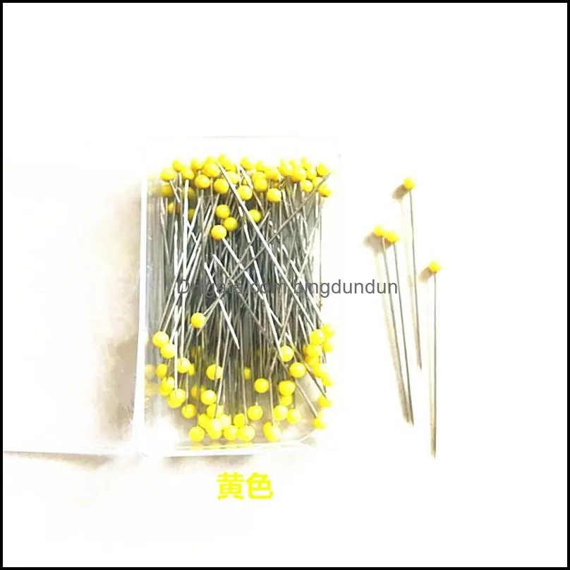 100pcs/box 38cm colorful round pearl head needles stitch straight push sewing pins for dressmaking diy sewing tools positioning 5626