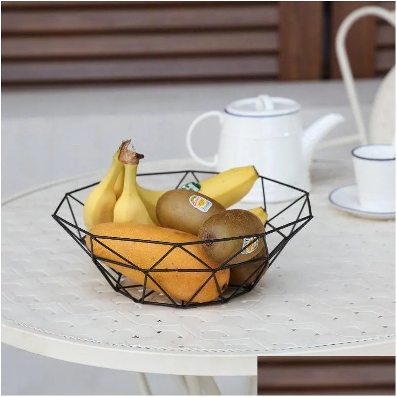 storage baskets kitchen iron basket container bowl metal wire drain fruit flower vegetable sundries stuff holder snack tray