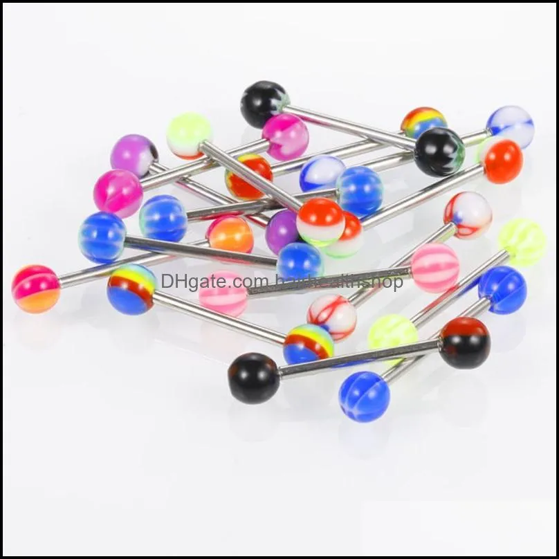 14g acrylic tongue rings multi color assortment flexible tongue barbells body piercing jewlery