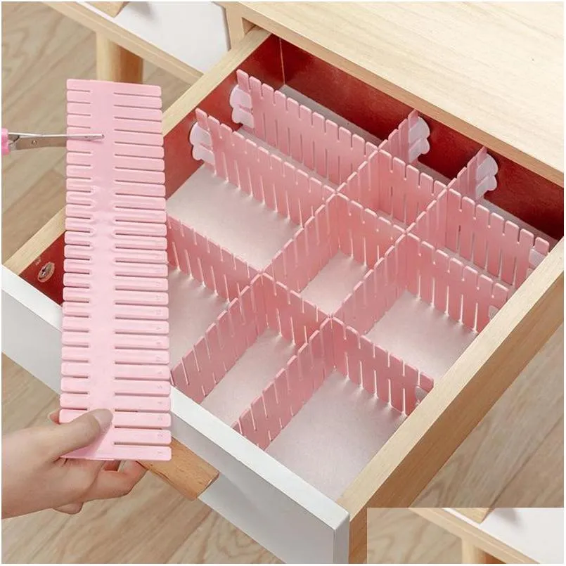 4pcs plastic drawer grid separator divider partition storage organizer underwear socks makeup clapboard storages drawers wh0600