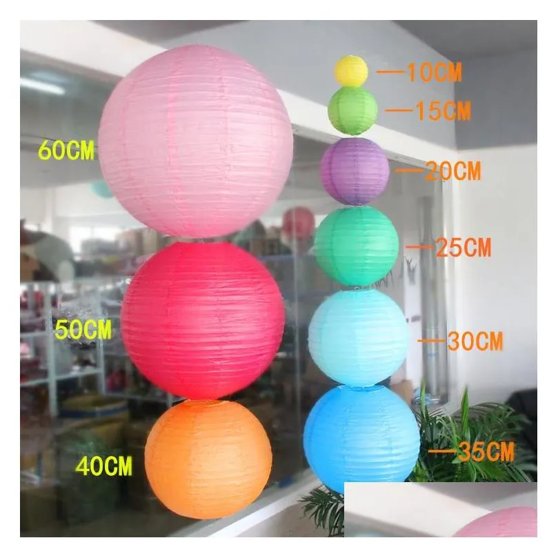 1pc 8inch 20cm multicolor chinese round paper lanterns ball for wedding party hanging lanterns birthday decor babyshower supplies