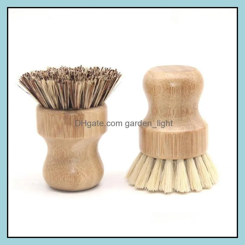 round wood brush handle pot dish household sisal palm bamboo kitchen chores rub cleaning brushes sea rrb12359