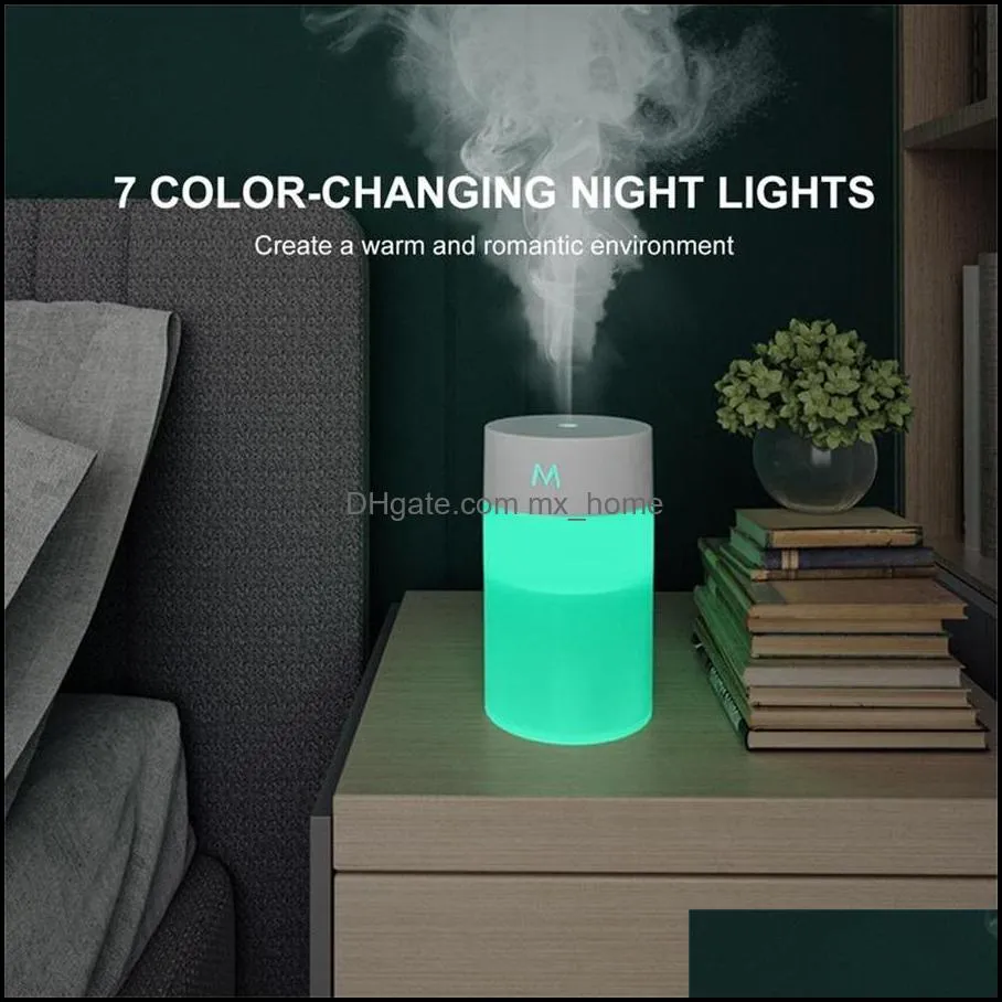 other household sundries 260ml air humidifier ultrasonic mini aromatherapy diffuser portable sprayer usb  oil atomizer led lamp for home