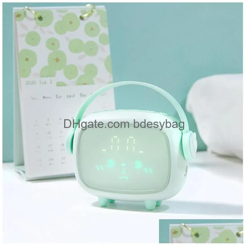 desk table clocks mini wireless rechargeable cute angel shape led night light mute alarm clock multifunctional automatic remind gift