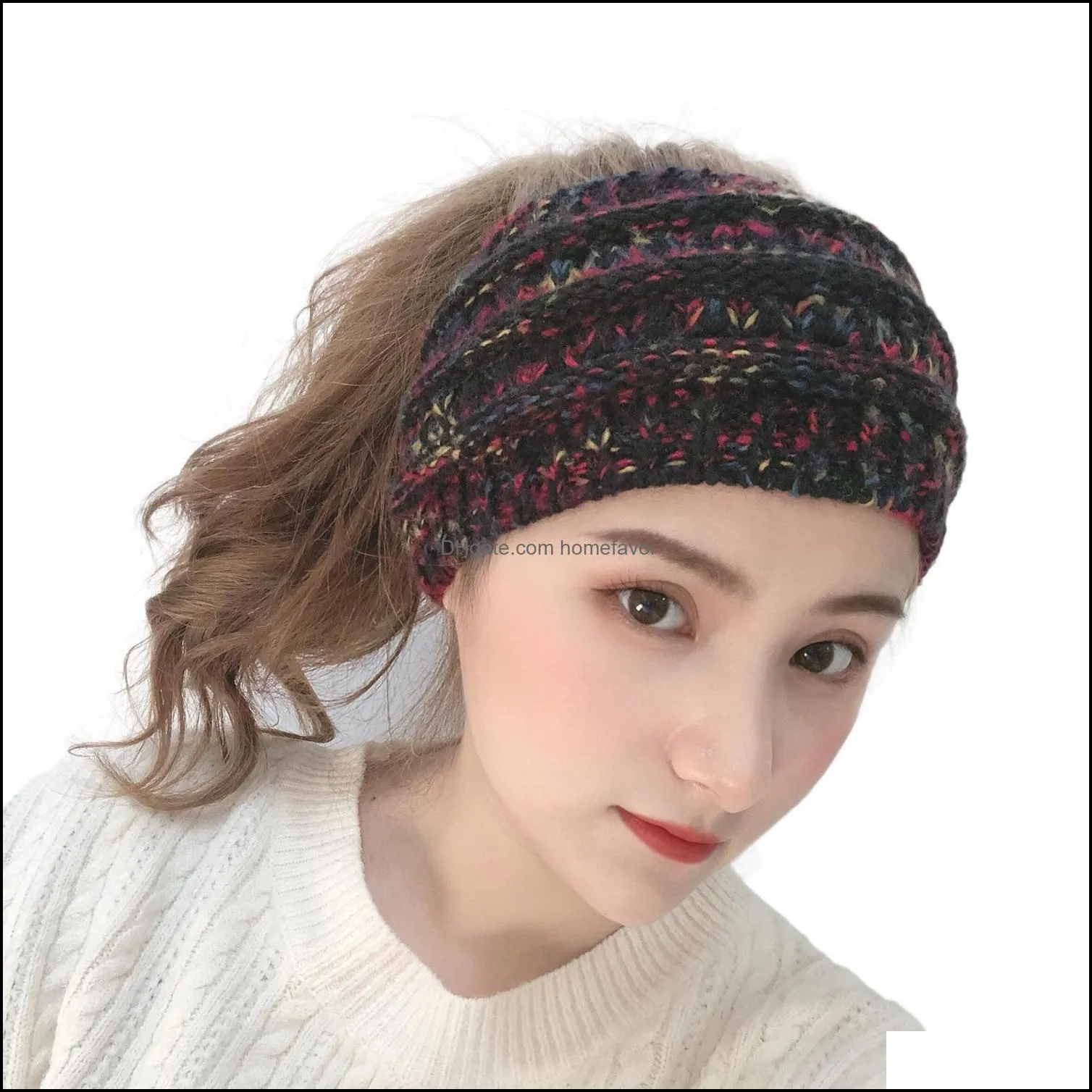 colorful knitted headband women winter sports headwrap hairband turban head band ear warmer beanie cap headbands hair accessories