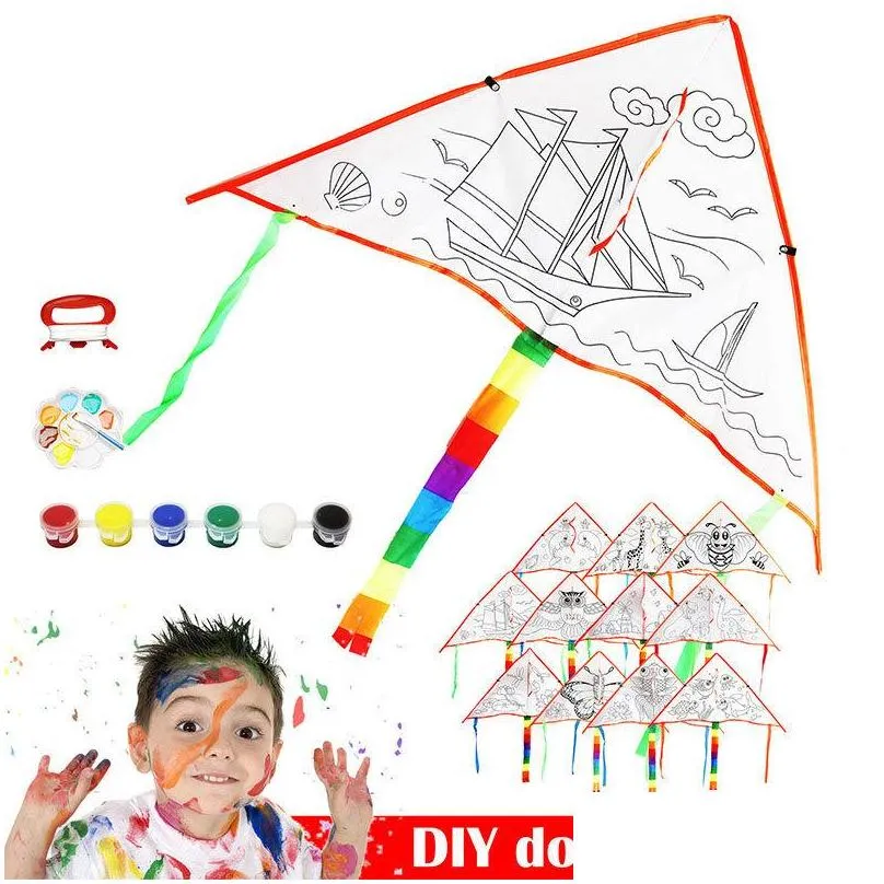 polyester fabric graffiti diy toys kite wholesale good weather practice creative kit sport outdoor children gift
