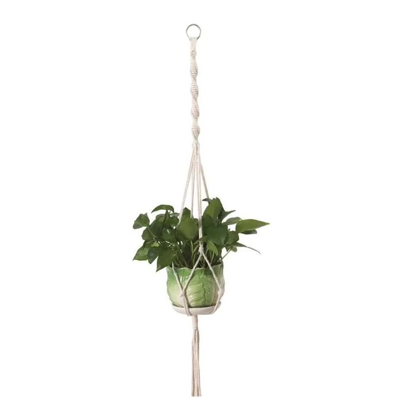 arts crafts flower pot hanging basket plant hanger hook handmade knitting natural fine cordage planter holder basket balcony