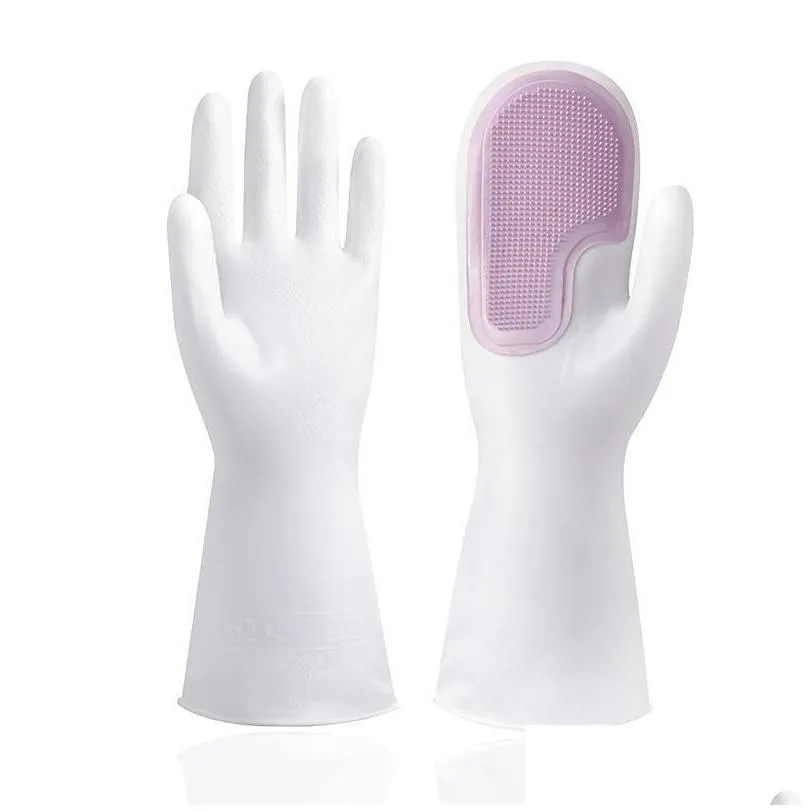 silicone gloves kitchen cleaning dishwashing gloves soft scrubber rubber dish washing tools kitchen household gadgets