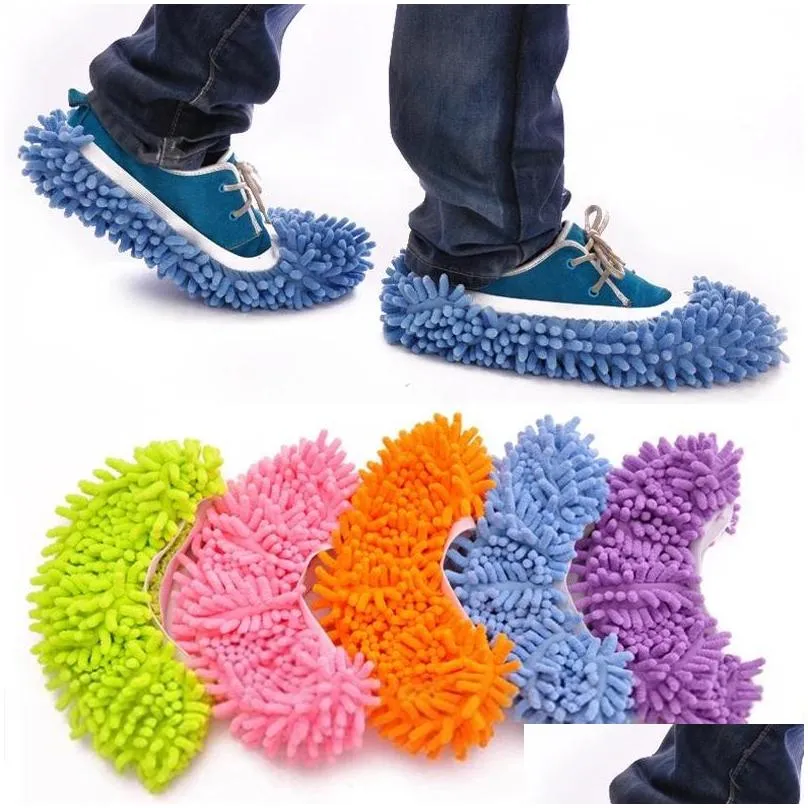 household multicolor floor mop bathroom lazy shoe cover removable and washable cleaning slippers covers mop coveres