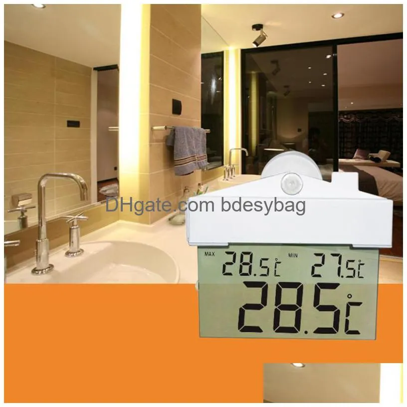 desk table clocks transparent window style mini lcd display digital for indoor outdoor use sucker wall hanging temperature