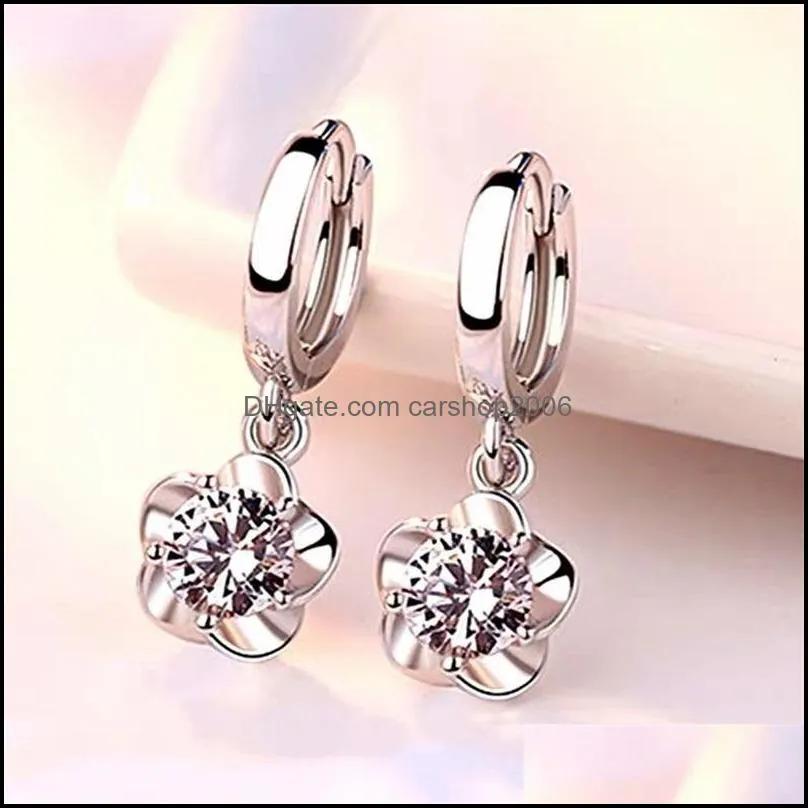 925 sterling silver earrings jewelry high quality retro simple pattern purple white zircon earrings 787 z2