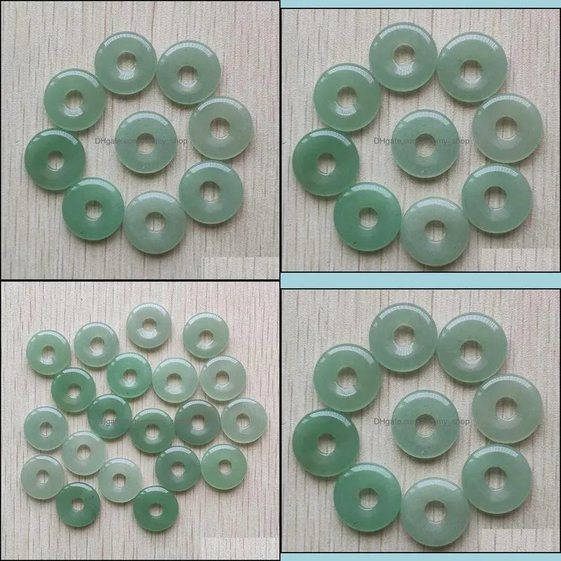 round ssorted 18mm circle donut green aventurine natural stone charms crystal pendants for necklace accessories jewelry making
