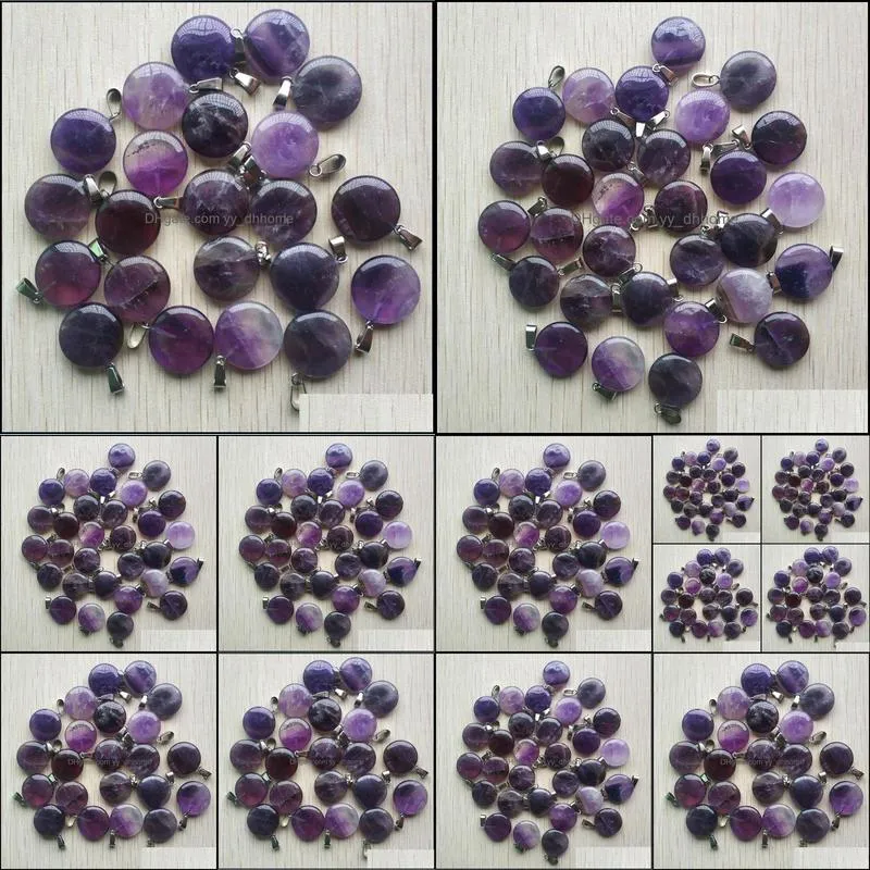 round ssorted 18mm circle donut amethyst natural stone charms crystal pendants for necklace accessories jewelry making