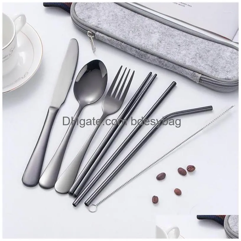 dinnerware sets set cutlery 7 restaurant pieces steel knife straw fork tableware western classic stainless dinner dining