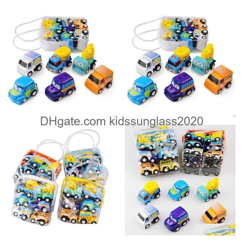 6 pieces/lot baby gifts kids toys inertia car mini pull back diecast model cars