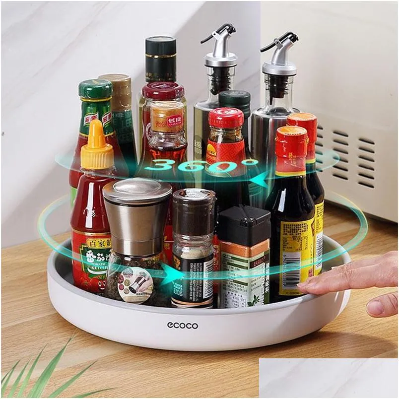 360ﾰ rotating spice rack organizer seasoning holder kitchen storage tray lazy susans home supplies for bathroom