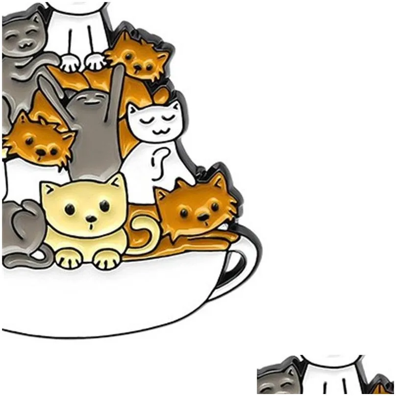 cartoon animal dog brooches cat noodle bowl pins children enamel alloy badge for  backpack accessories 636 h1