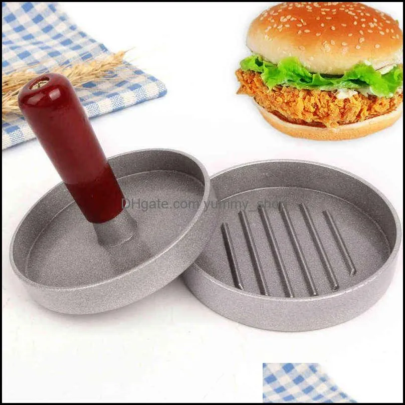 high quality round shape nonstick coating hamburger press tools aluminum alloy hamburgers meat beef grill burger kitchen food mold