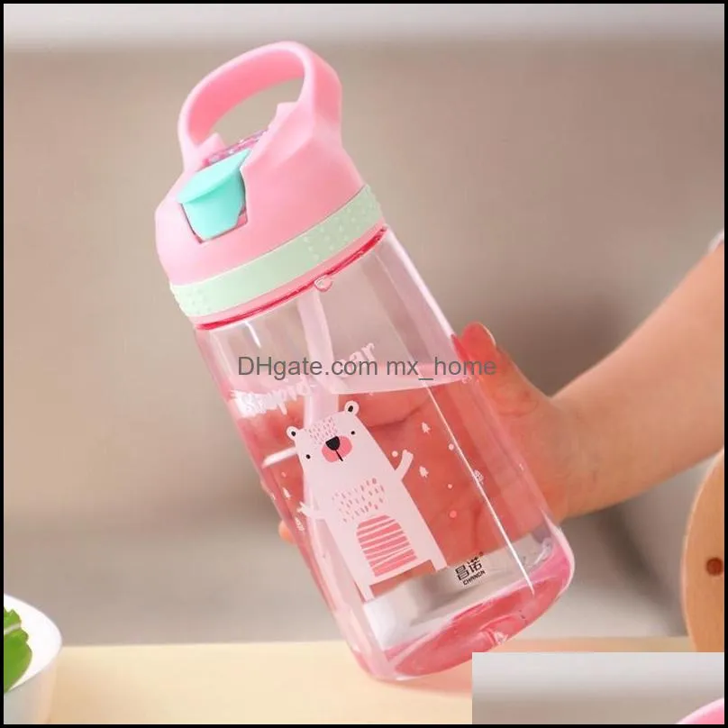 water bottles 450ml kids bottle with straw bpa children drinking kettle healthy plastic portable sports