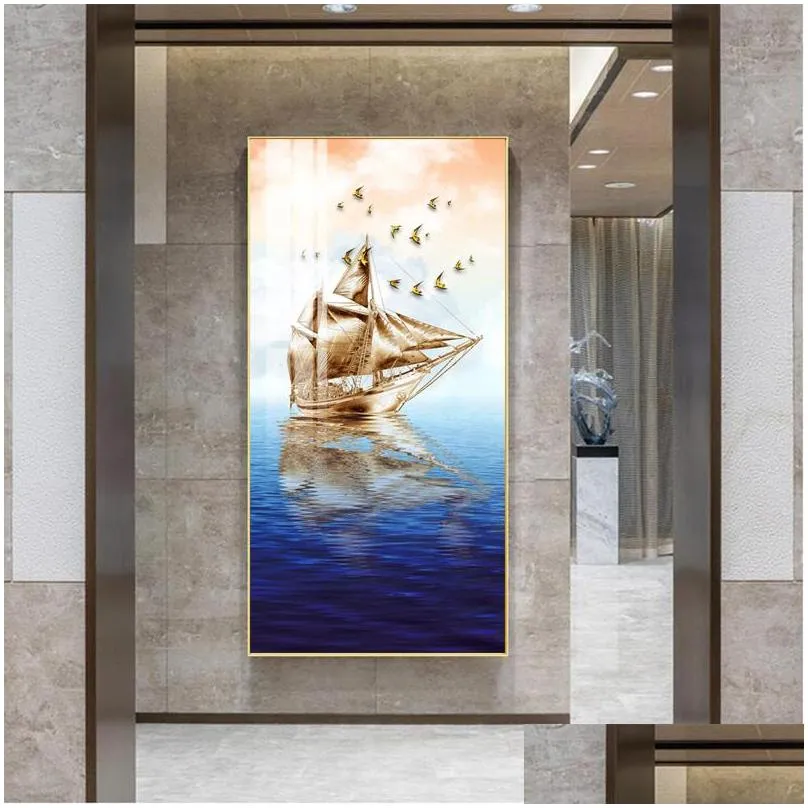 boat on sea posters landscape prints canvas panting wall art pictures for living room modern home decor indoor decoration