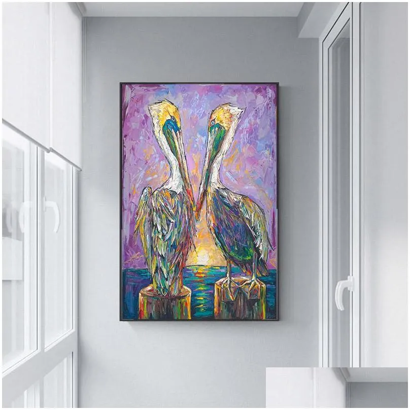 canvas art oil paintings birds on seaside wall art print pictures for living room canvas painting animal art home decor