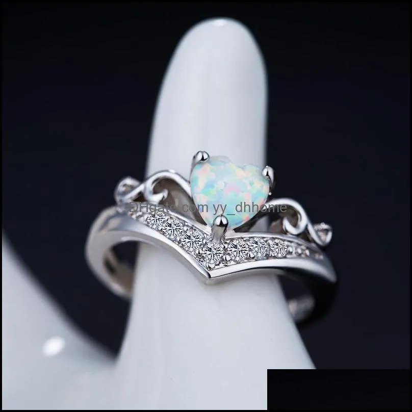 romantic lady opal ring creative heart shaped selling ring engagement ring gift for women girls