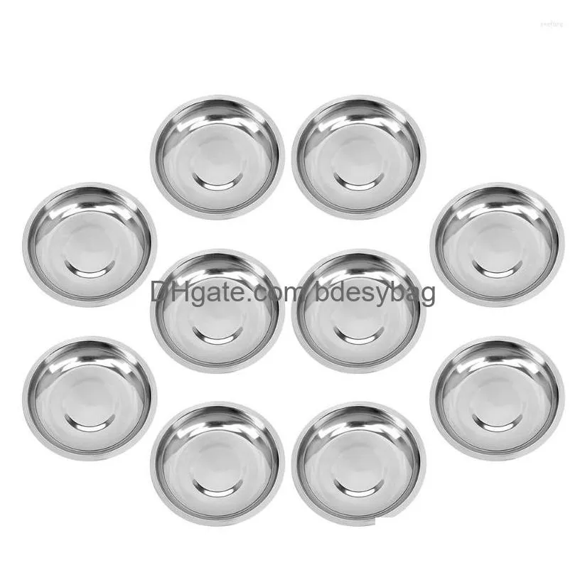 bowls dish sauce dipping bowl dishes plate round steel sushi soy seasoning stainless metal plates mini appetizer condiment tray
