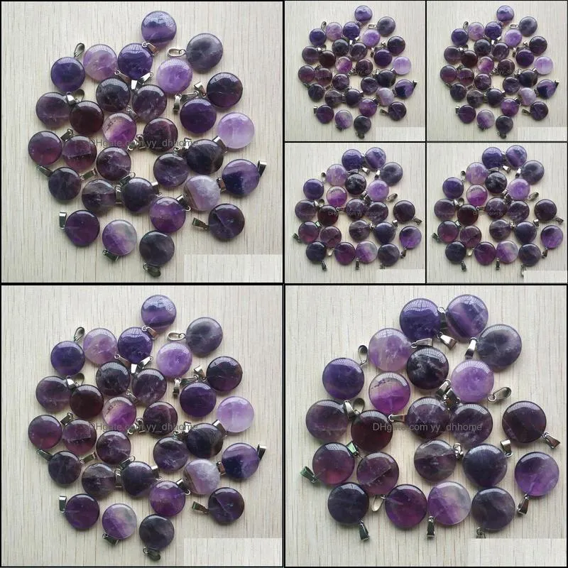 round ssorted 18mm circle donut amethyst natural stone charms crystal pendants for necklace accessories jewelry making