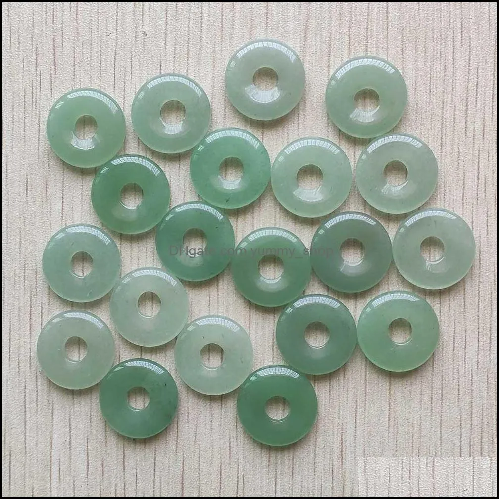 round ssorted 18mm circle donut green aventurine natural stone charms crystal pendants for necklace accessories jewelry making