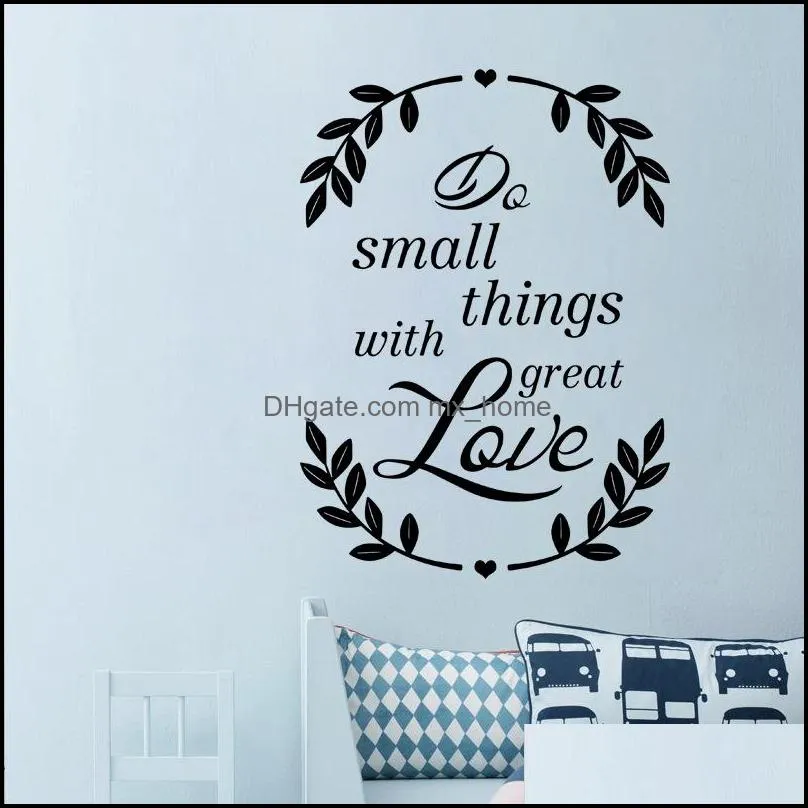 romantic love pvc wall stickers letter leaves art sticker for house bedroom decor living room wallpaper home decoration