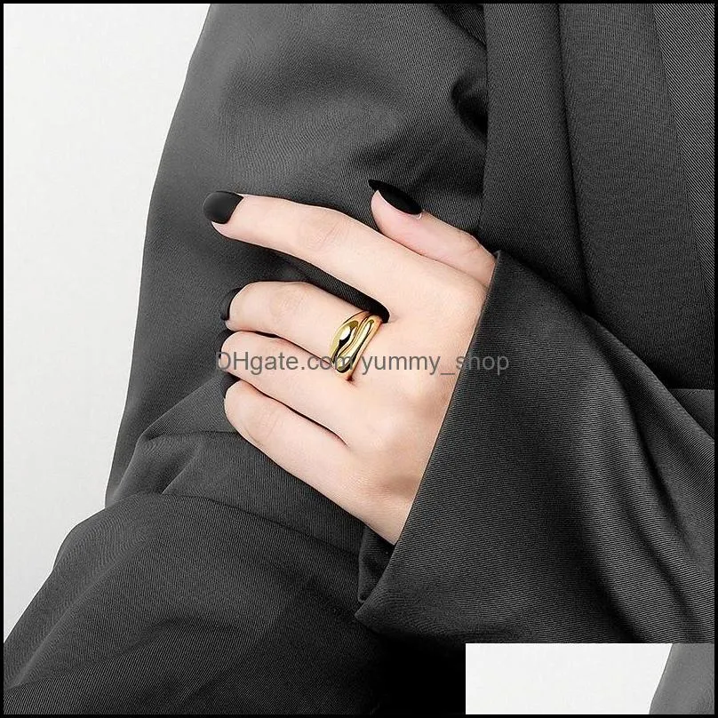 minimalism gold color round geometric finger rings for women 2021 vintage glossy metal chunky irregular open ring female jewelry