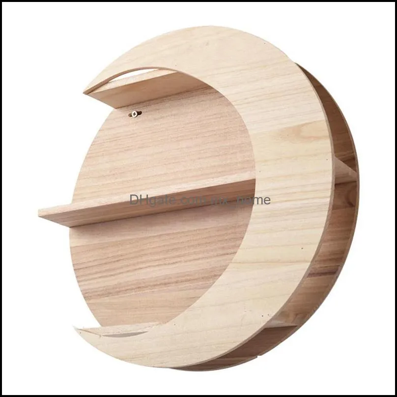other home decor 1pc wooden storage rack wall mounted creative moon shape