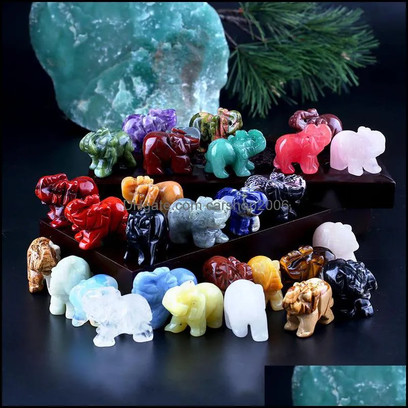 natural crystal stone ornaments 1.5inch elephant carved chakra reiki healing quartz mineral tumbled gemstones hand home decor