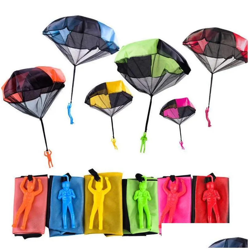 fidget toys hand throwing parachute kids outdoor funny toy game play for children fly parachute sport with mini soldierhy