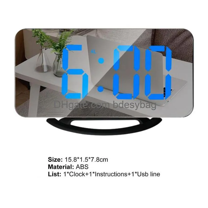 desk table clocks 1 set alarm clock led mirror display usb charging abs desktop hanging for bedroom