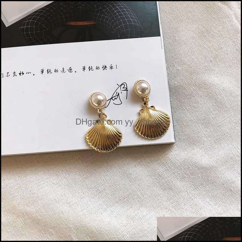 gold starfish dangle earrings seashell big circle earrings high quality shell earring fashion women bohemian style