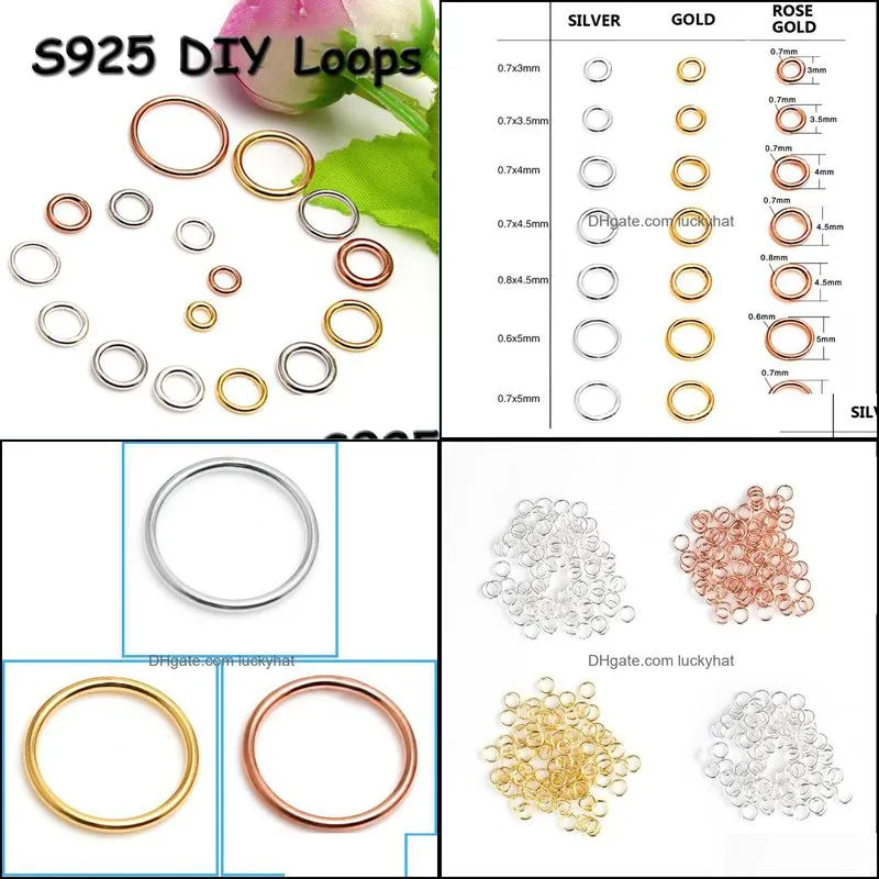 20pcs/lot 925 sterling silver close jump rings jewelry findings split rings for diy silver/gold/rose gold accessories 7 sizes