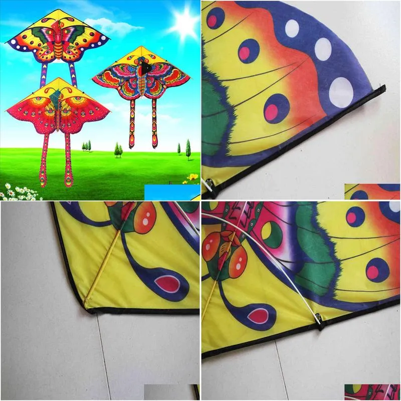 90x50 cm outdoor easy flying butterfly kite and winder board string wholesale kids toy game