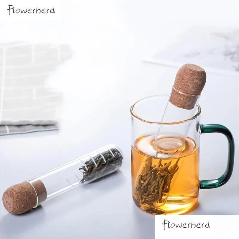 tea strainers creative glass tube design fancy filter tea herb kitchen accessories inventory wholesale