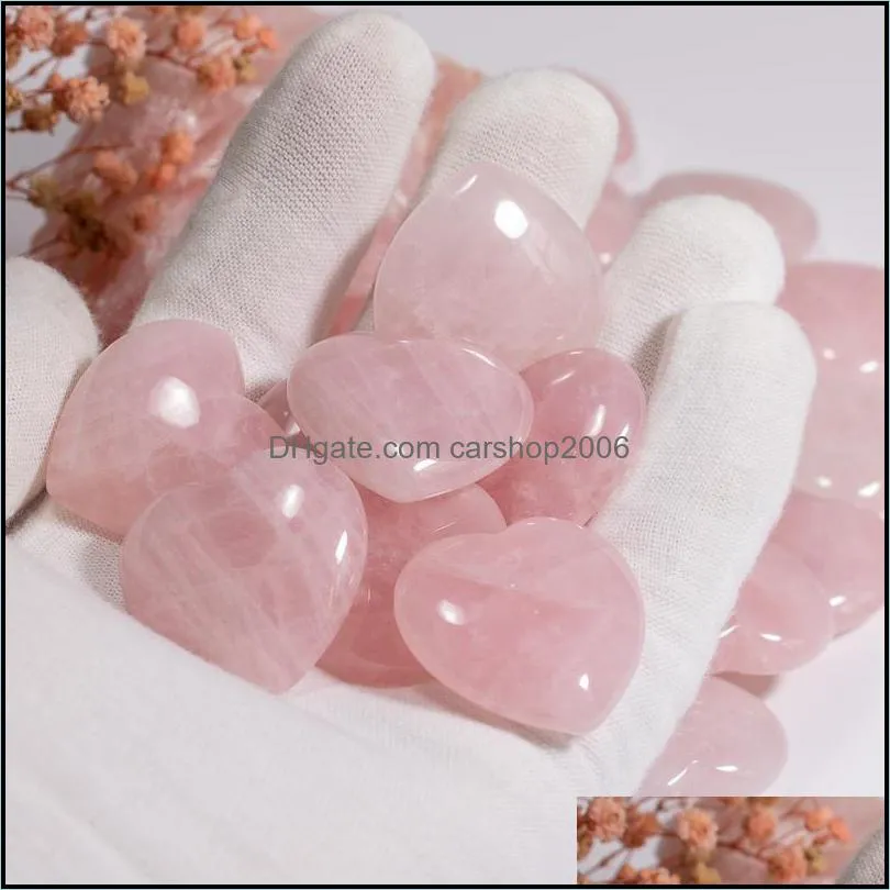 natural pink crystal stone ornaments carved 30x12mm heart chakra reiki healing quartz mineral tumbled gemstones hand home decor