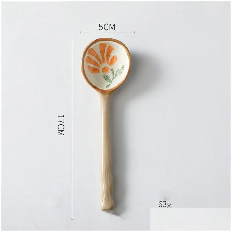 stoneware soup spoon ceramicspoon long handle spoon beautiful creative household rice spoon
