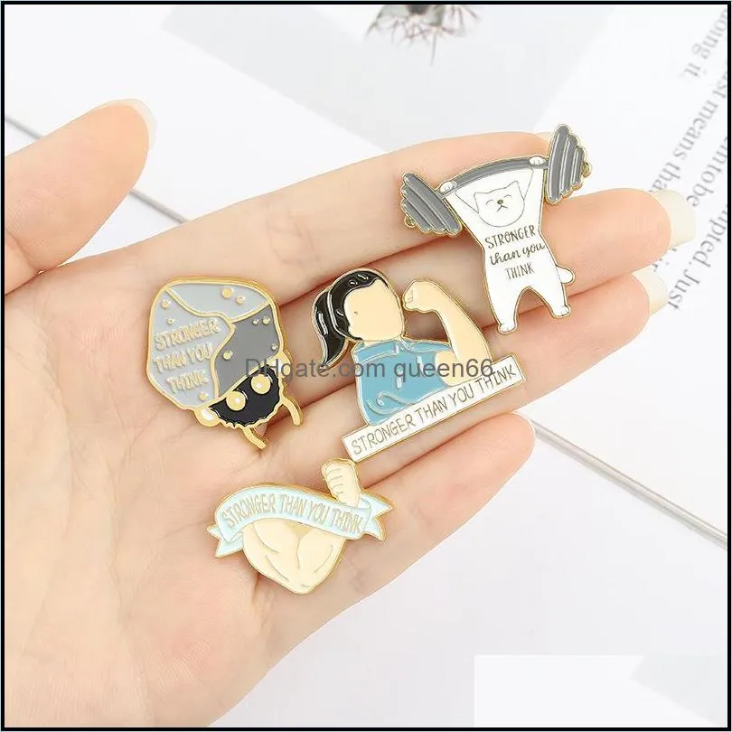 ribbon letter fist man collar brooches cat weightlifting fitness alloy pins sports party gift stronger enamel knapsack  badge jewelry accessories