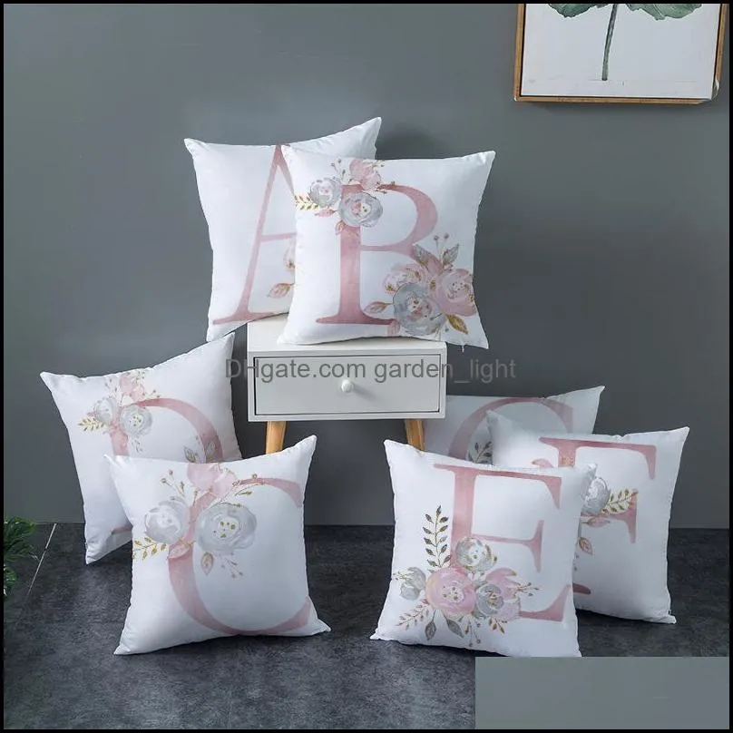 pink letter decorative cushion cover wedding party decoration pillow cover peach skin sofa pillowcase rrb12352