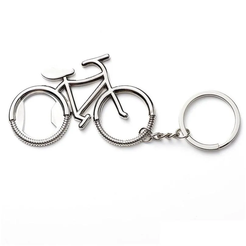 creative metal beer bottle opener fashion cute bike bicycle keychain key rings for lover biker bottle openers mens gift