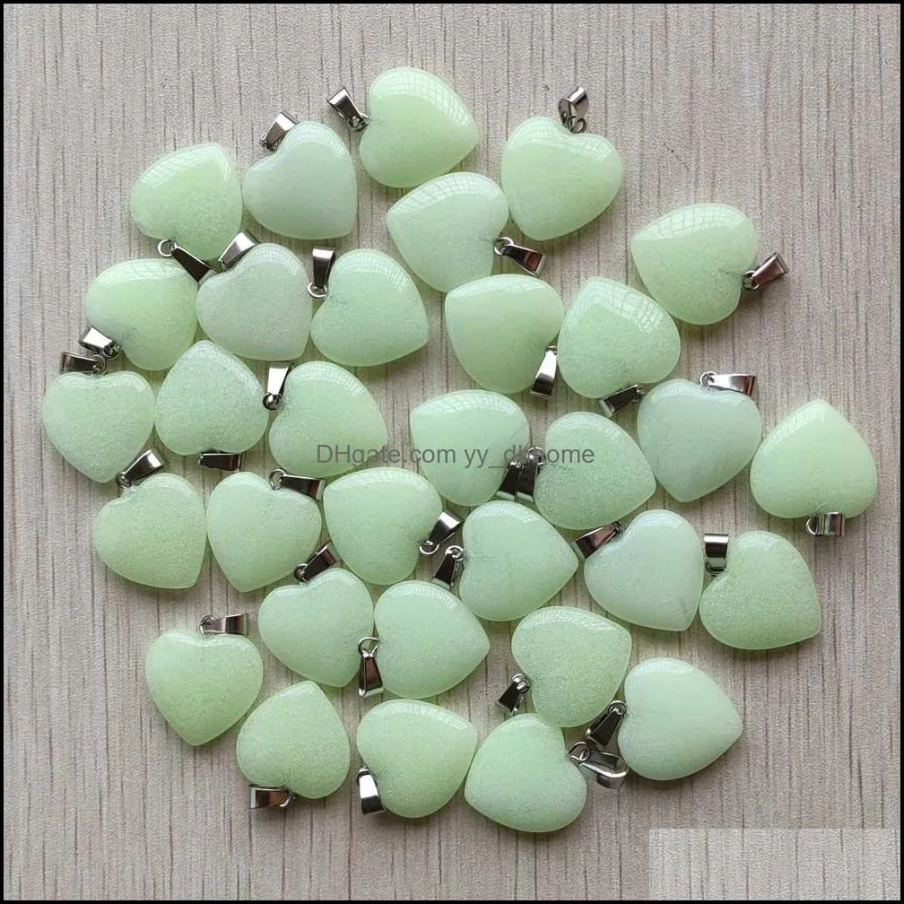 fashion charms love heart green luminous glow light stone pendants for necklace jewelry making